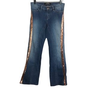 VTG Victoria's Secret London Jean copper sequin stripe flare leg boho jean sz 4